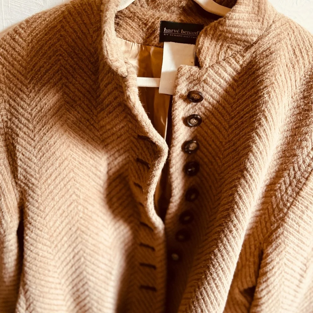 Harve Benard Tan Alpaca Wool and Alpaca Coat Authentic vintage - Picture 10 of 11